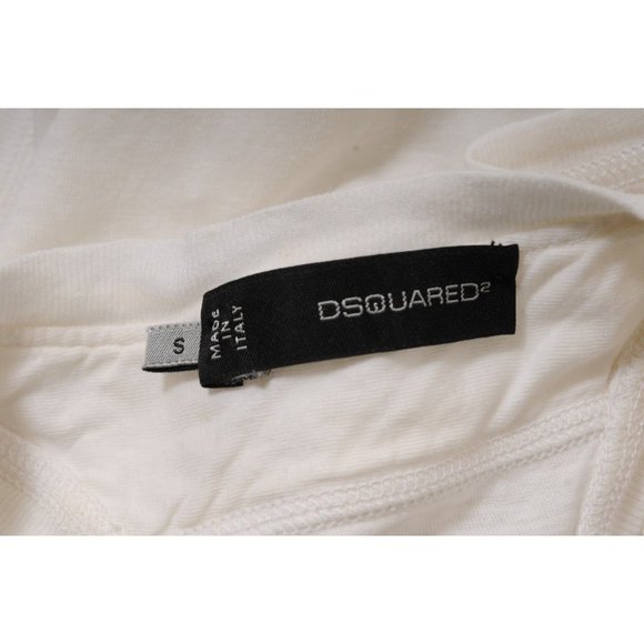 Dsquared2 Womens Lace Up Logo Deep V Neck Tank Top Small White Cotton Linen Y2k - Picture 8 of 11